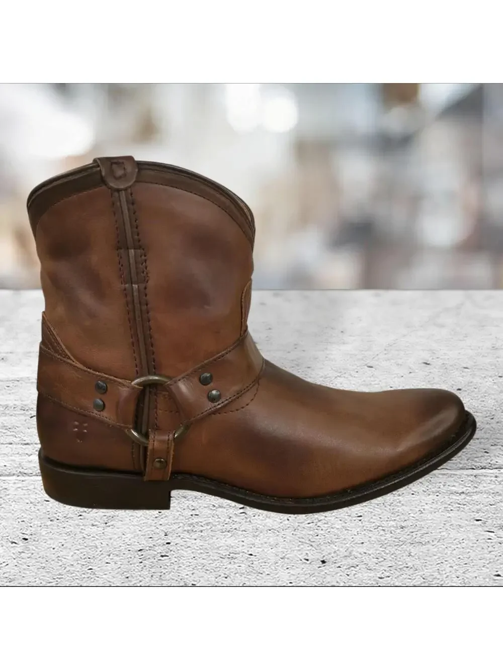 Frye Women's Wyatt Dark Brown Harness Short Pull-On Western Boot Size 8 NEW‎